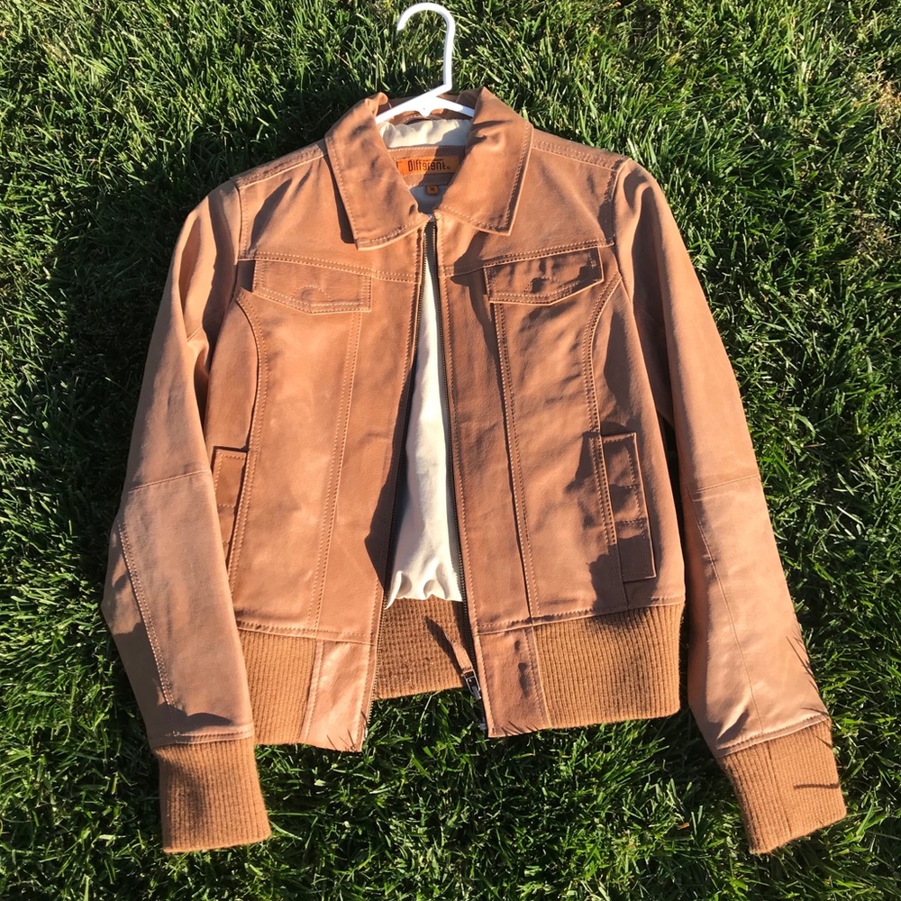 Tan leather jacket